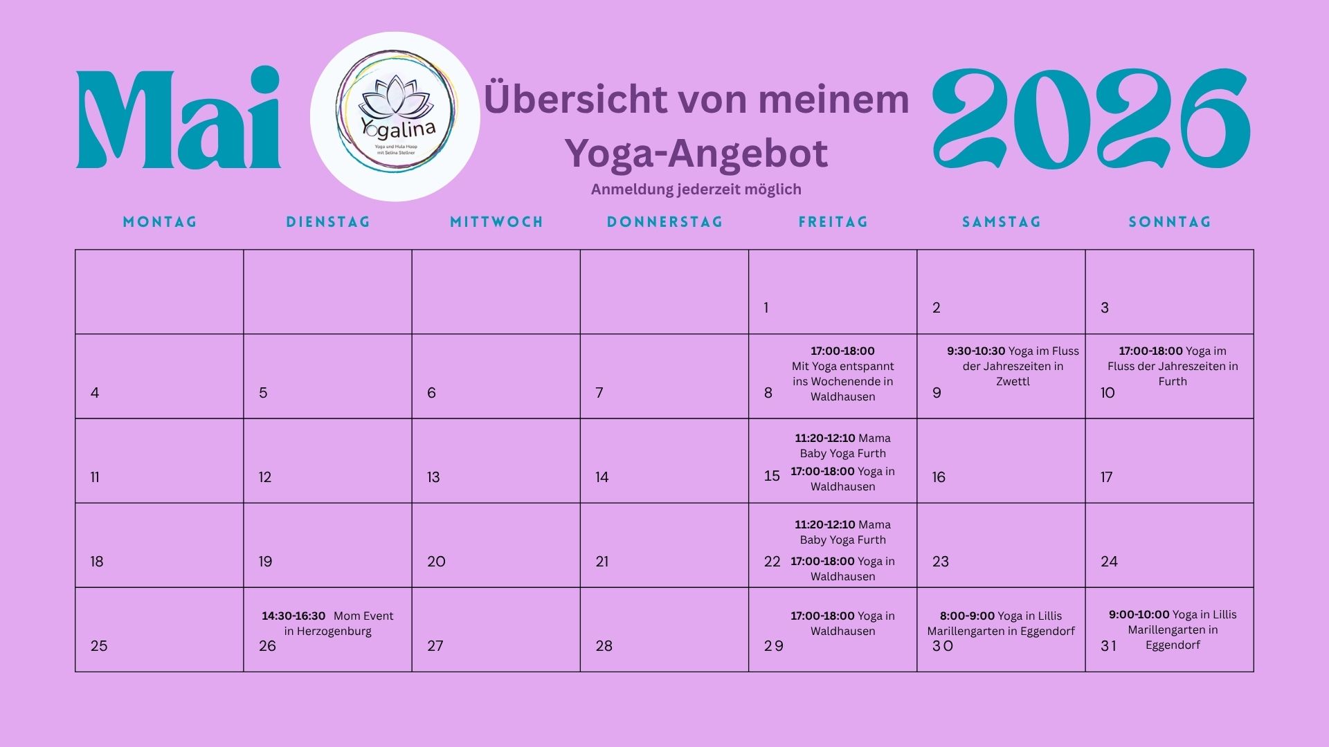 Yoga im Mai Mama Baby Yoga, Outdoor Yoga, Morgenyoga, Hatha Yoga